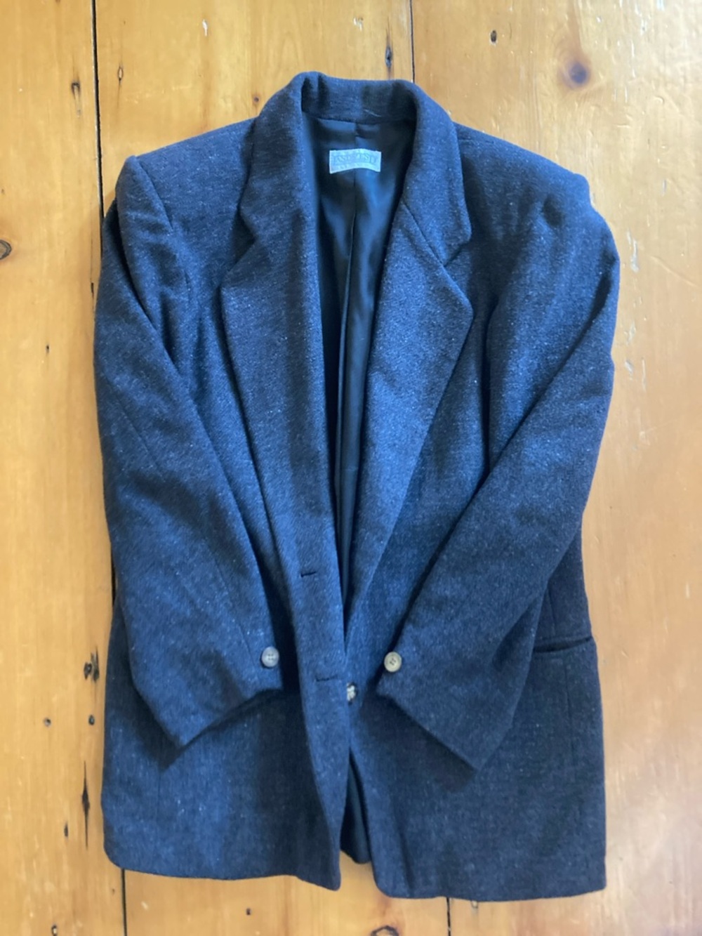 Lands' End Women's Charcoal Gray Wool Blazer